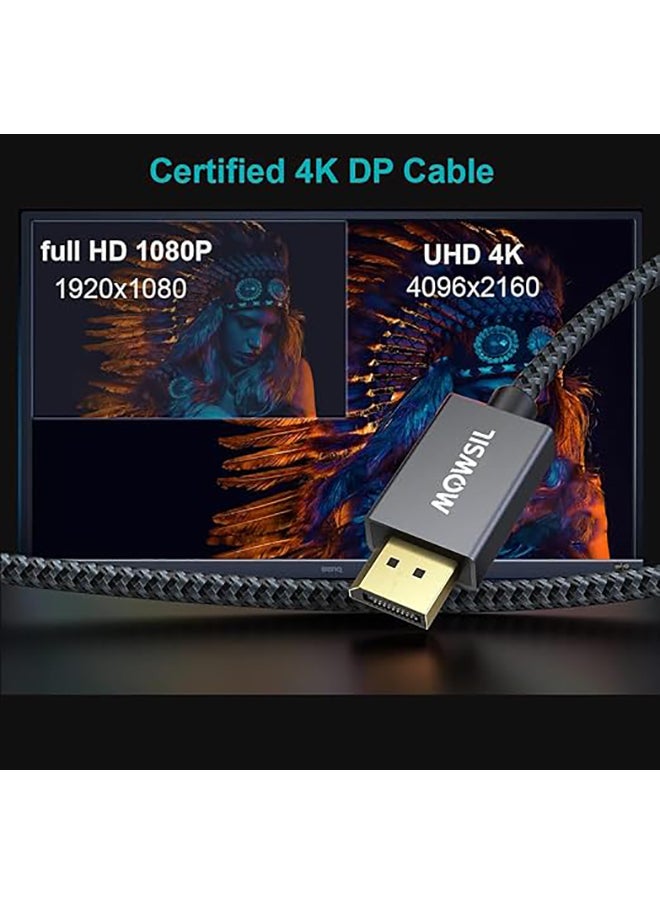 كابل DisplayPort بطول 1 متر، كابل DP 1.2، 4K@60Hz، 2K@165Hz، 2K@144Hz، كابل DisplayPort مضفر مطلي بالذهب عالي السرعة لشاشة الألعاب، وبطاقة الرسومات، والتلفزيون، والكمبيوتر الشخصي، والكمبيوتر المحمول