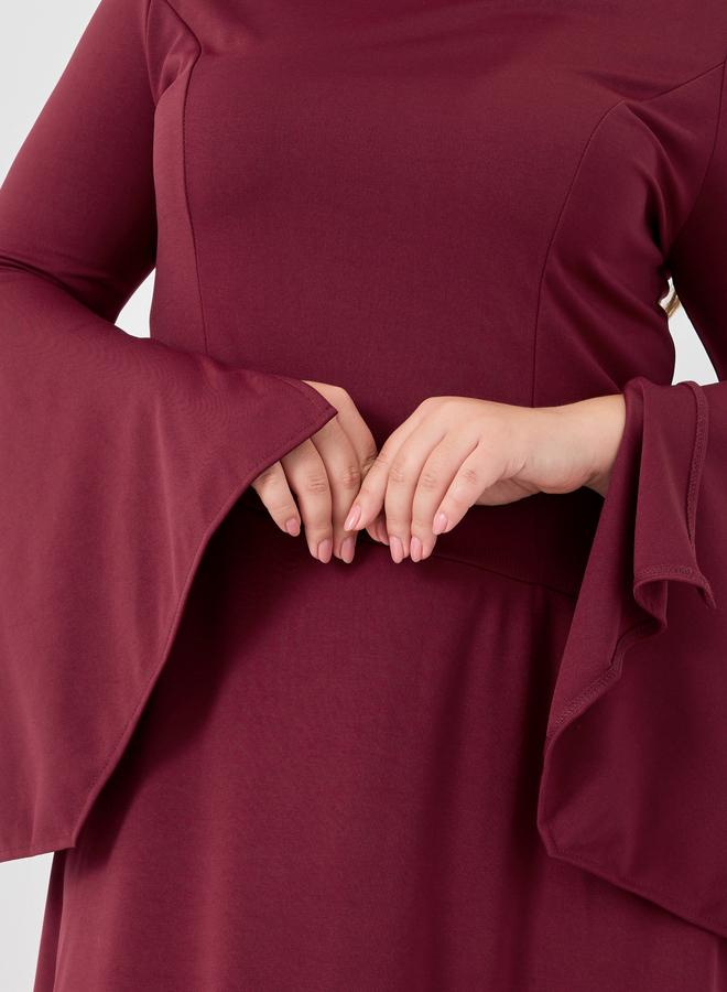 ستايلي فستان ماكسي طويل بأكمام طويلة سادة مقاس كبير ستايلي - Image 4