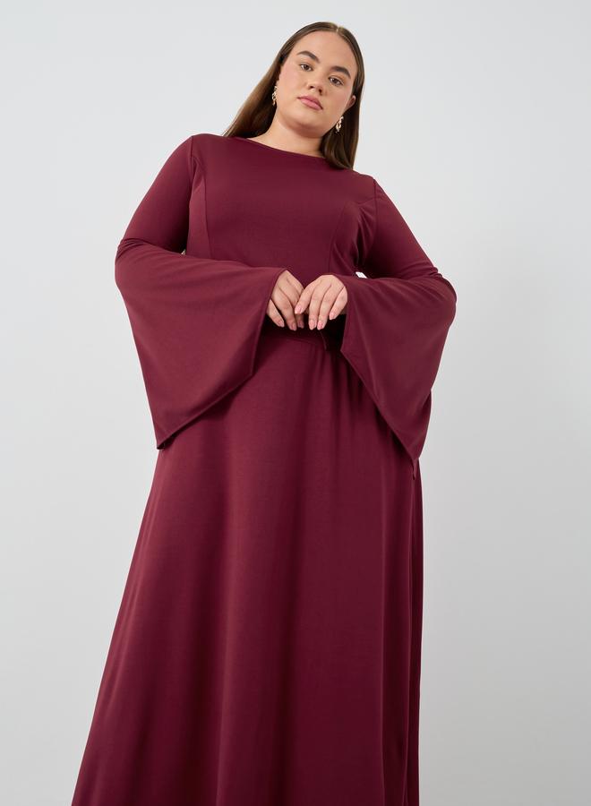 ستايلي فستان ماكسي طويل بأكمام طويلة سادة مقاس كبير ستايلي - Image 3