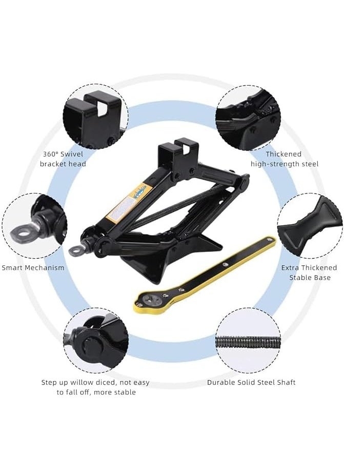 Powerful 2 Ton Scissor Car Jack - Portable Tire Changing Kit with Wheel Wrench and 360 Degree Handle for Easy Lifting of Cars and Trucks - Image 2