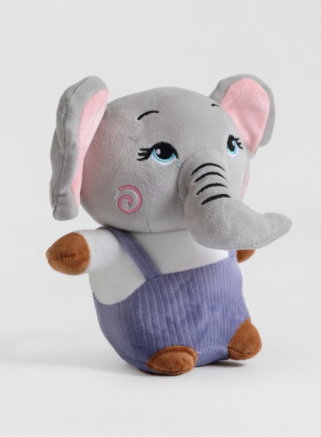Cuddles Adorable Marshmallow Elephant With Dungree Plush Stuffed Animal Toy 20cm-Pink - Image 1