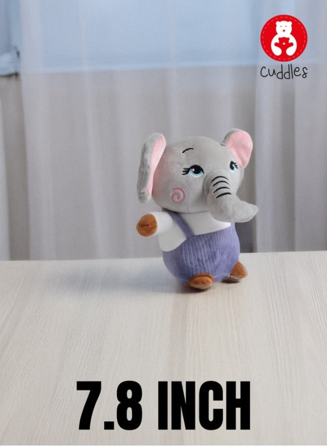 Cuddles Adorable Marshmallow Elephant With Dungree Plush Stuffed Animal Toy 20cm-Pink - Image 4