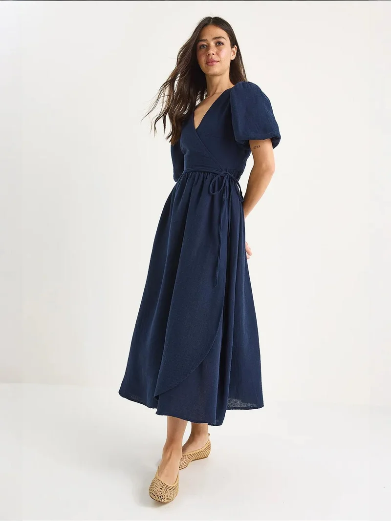 بيانكو لوتشي فستان ميدي برقبة على شكل حرف  بتصميم لف من لوكسي