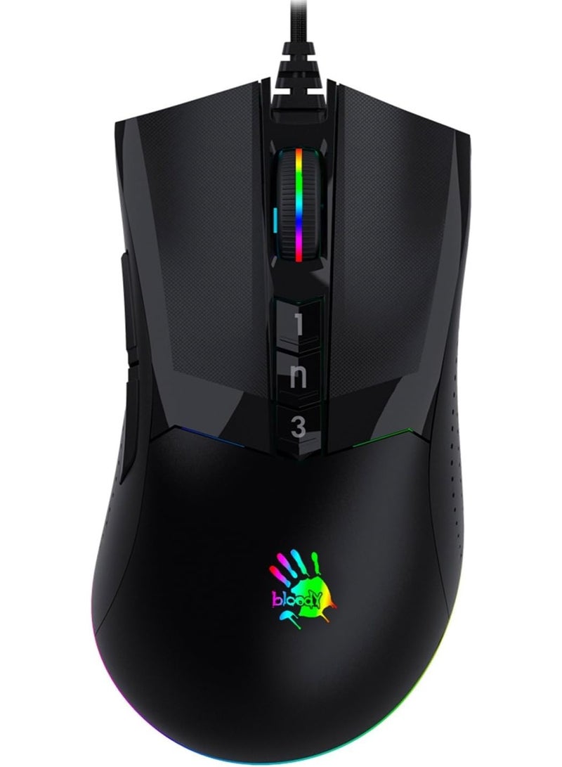 Bloody For Bloody W90-Max Gaming Mouse RGB – 4 Core Activated – 4 Types LOD Setting Switch – 10,000 CPI / 250 IPS / 2000 Hz Report Rate – 4M Onboard Memory – Dual-Injection Rubber Wheel | Black - Image 5