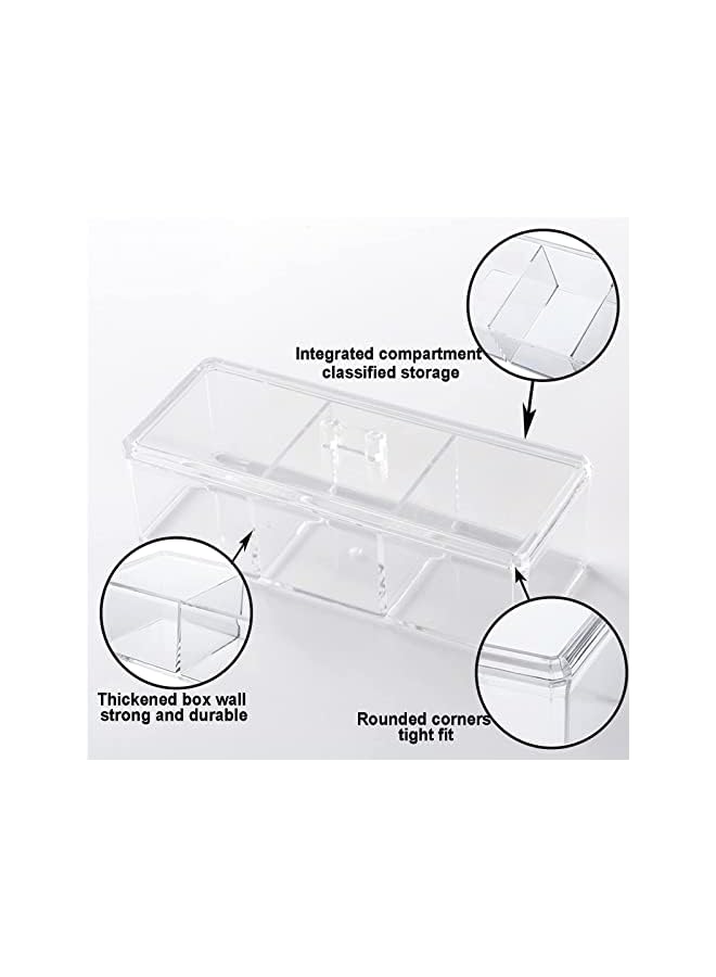 Raxoom Qtip Holder Dispenser, 3 Compartments Cotton Ball Holder, Bathroom Canisters for Swab, Ball, Pad Organizer, Clear Acrylic Containers with Lid Vanity Countertop Rectangle and Swab Organizer - Image 4