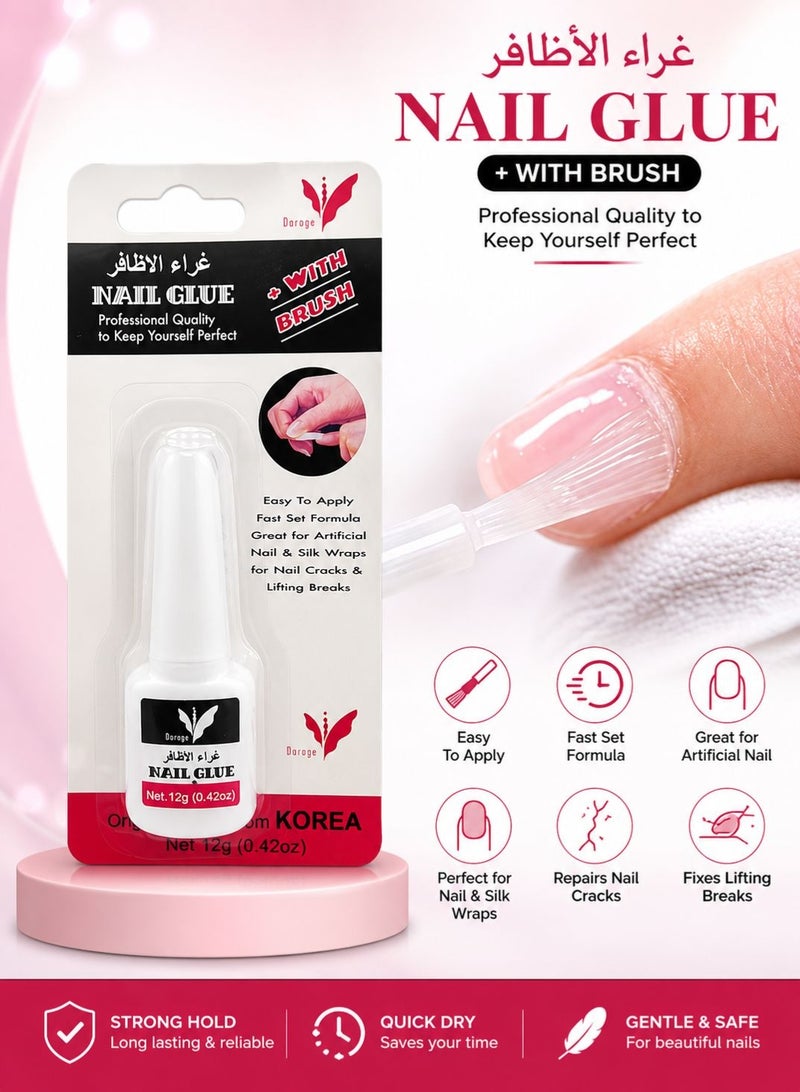 daroge Professional Quality Nail Glue With Applicator Brush - Image 1