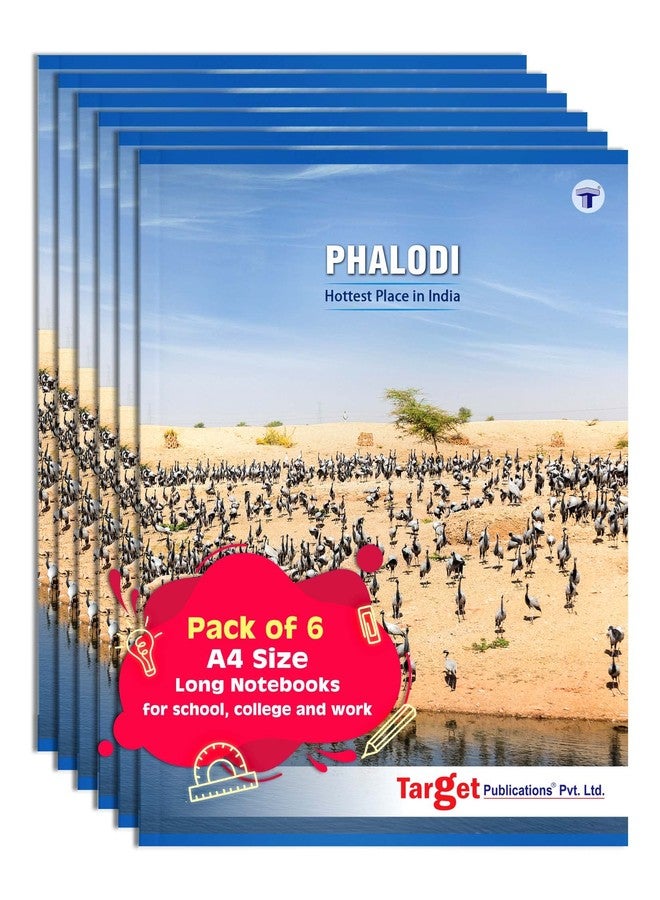 TARGET PUBLICATIONS A4 Size Long Notebooks for Students | Single Line Ruled 140 Pages in Each | Soft Cover, 21 cm x 29.7 cm Approx | GSM 57 | Useful for School, College & Office | Set of 6 | Phalodi - Image 1