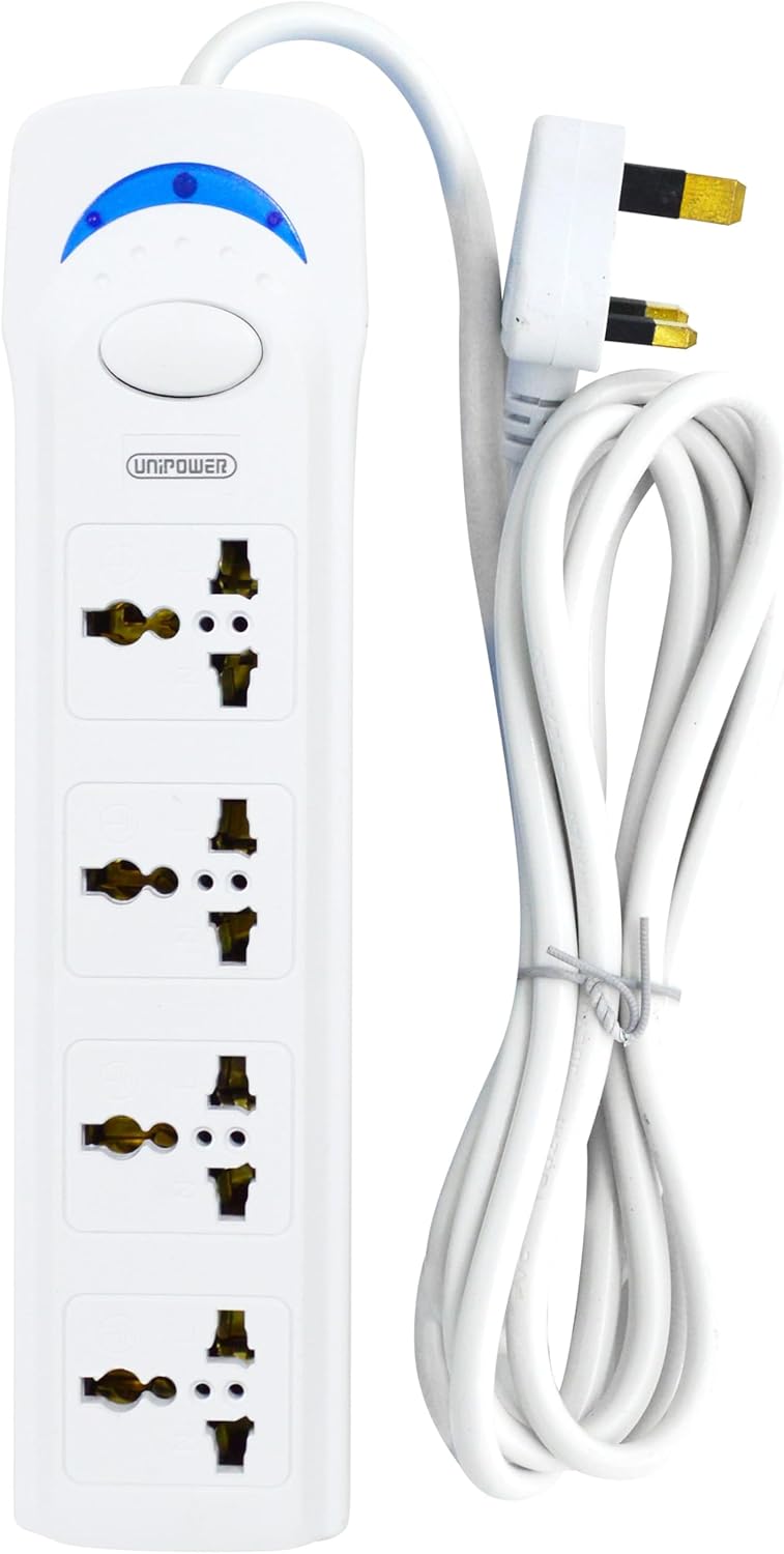 EX-1287 Power Socket with 4 Way Outlets and Extension Cord, 3 Meter Length, White