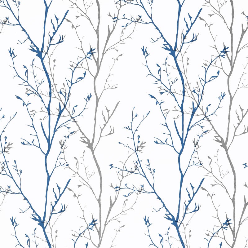Melwod Grey Blue Tree Branches Peel and Stick Contact Paper 17.7" x 118" Modern Tree Branch Removable Wallpaper Natural Wall Paper Self-Adhesive Vinyl for Drawer Liner Furniture Crafts Accent Walls - Image 1