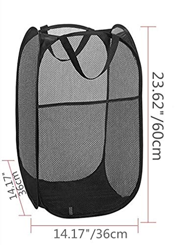 DurReus Foldable Large Pop Up Laundry Hamper with Pocket for Dirty Clothes,Sporting Goods,Baby Toys,Dorm Laundry Basket Rectangle Black - Image 2