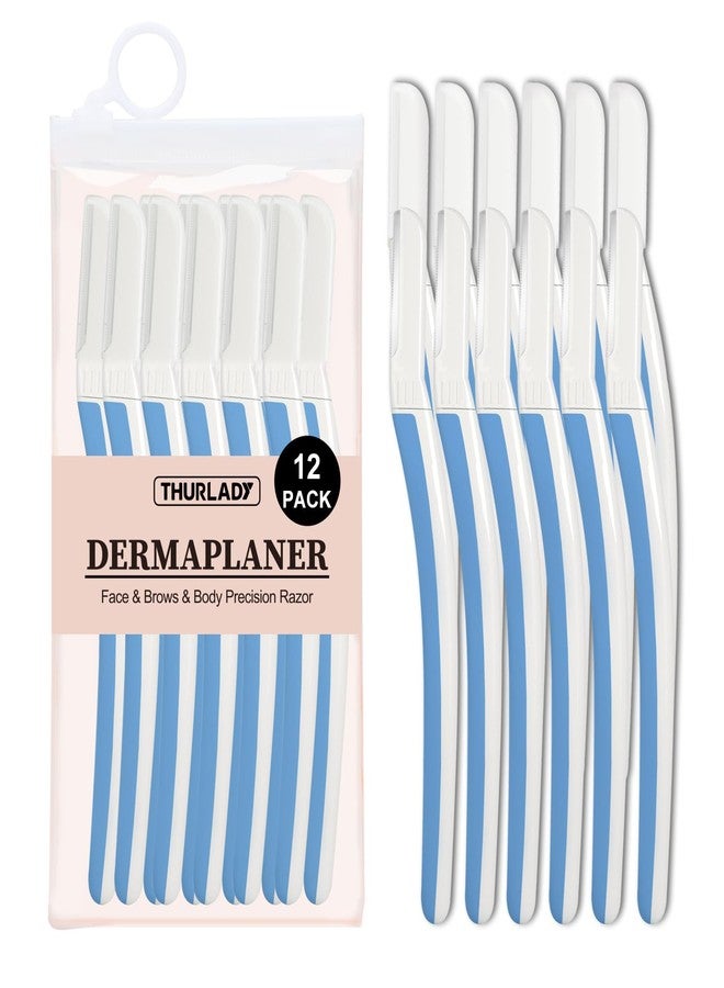 THURLADY Dermaplane Razor for Women Face, Eyebrow Razor, Face Razors for Women Dermaplaning, Peach Fuzz Remover, Gentle Exfoliation & Facial Hair Removal, Travel Essentials, (12 pcs, Aegean Frost) - Image 1