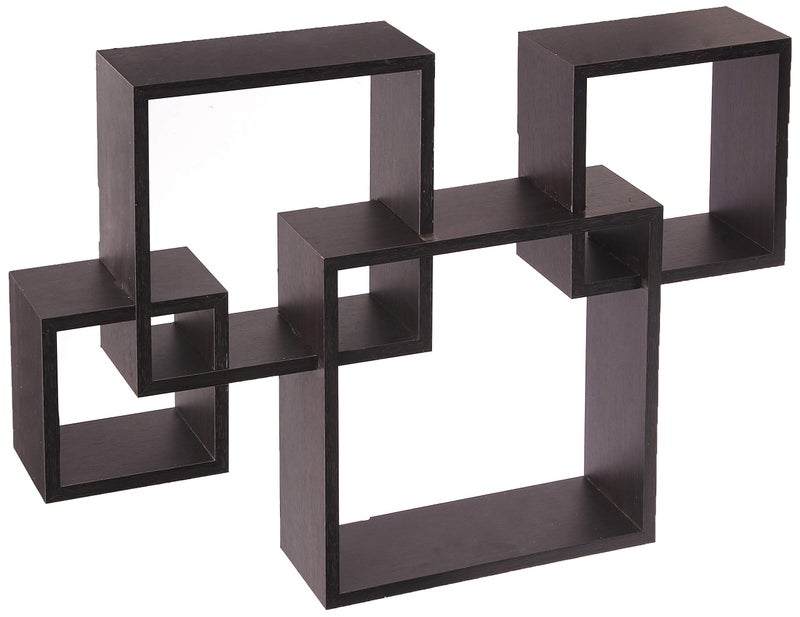Greenco 4 Cube Intersecting EasytoAssemble Floating Wall Mount Shelves for Bedrooms and Living Rooms Walls Shelving for Living Room Wall Mounted Shelves Espresso Finish
