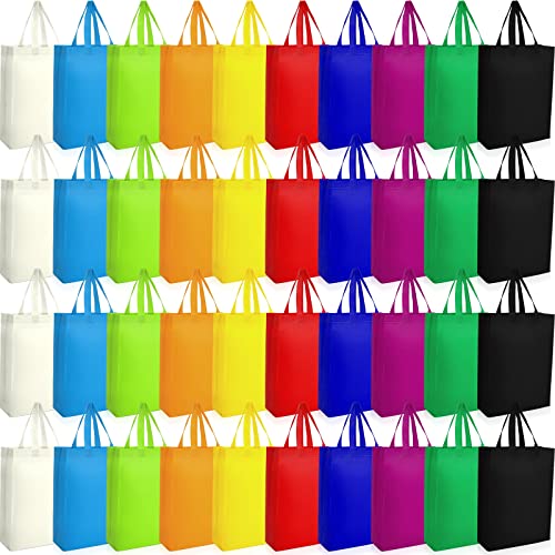 Boao 40 Pack Reusable Shopping Bags Bulk 14 x 10 x 4 Inch Shopping Bags for Groceries Non Woven Fabric Tote Bags Multicolored Grocery Bags with Handles for Shopping Birthday Party 10 Colors - Image 1