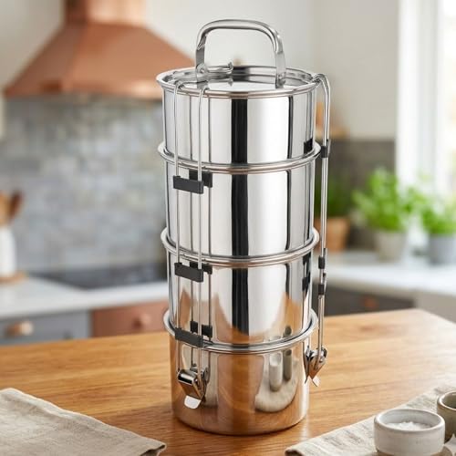 PDDFALCON Royal Lunch Box Stainless Steel Lunch Box Set, Airtight Lids,100% Leak-Proof, BIS Certified, Jindal Seal & Made in India Portable (Royal Commercial 5ltr) - Image 2