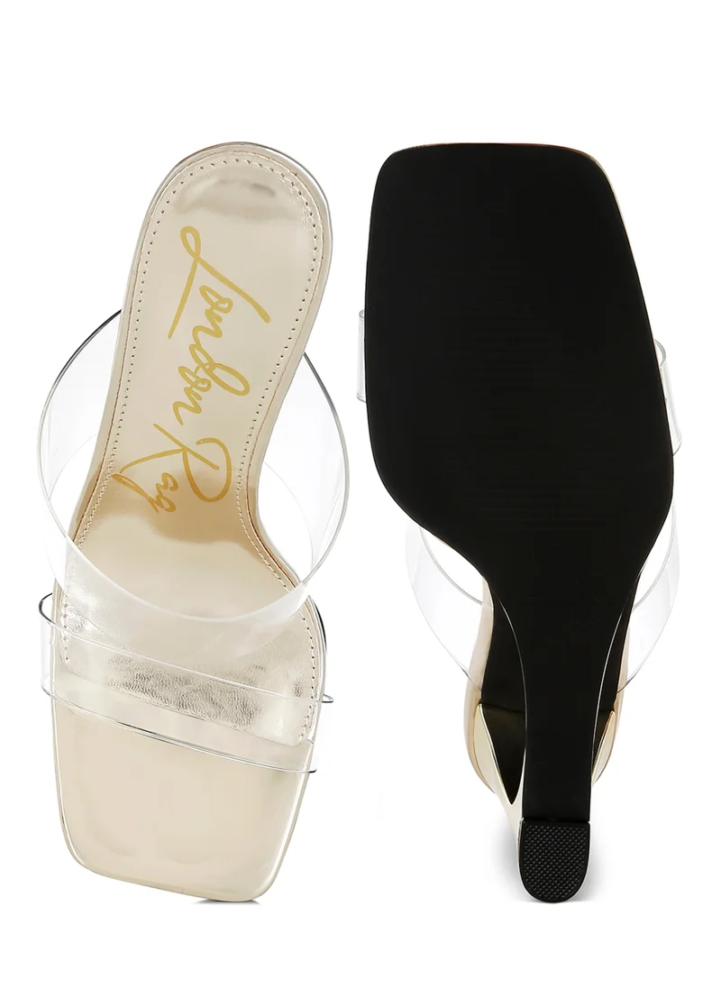 London Rag Fantasy Wedge Heel Clear Sandals in Gold