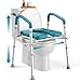 PELEGON Raised Toilet Seat with Handles 400lb Adjustable Height Width Toilet Chair with Arms Toilet Riser with Handles Toilet Chair Over Toilet Handicap Toilet Seat for Elderly Teal - Image 1