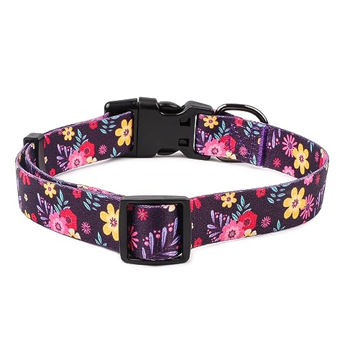 QQPETS Adjustable Soft Dog Collar: Print Flower Pink Multicolor Cute Patterns for XS Small Medium Large Pet Girl Boy Puppy Walking Running Training (L, Elegant Purple) - Image 5