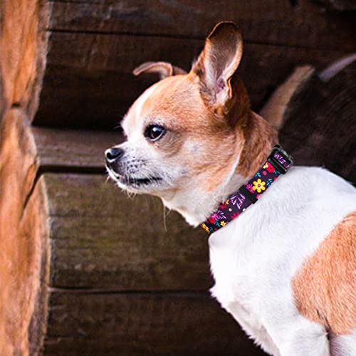 QQPETS Adjustable Soft Dog Collar: Print Flower Pink Multicolor Cute Patterns for XS Small Medium Large Pet Girl Boy Puppy Walking Running Training (L, Elegant Purple) - Image 2