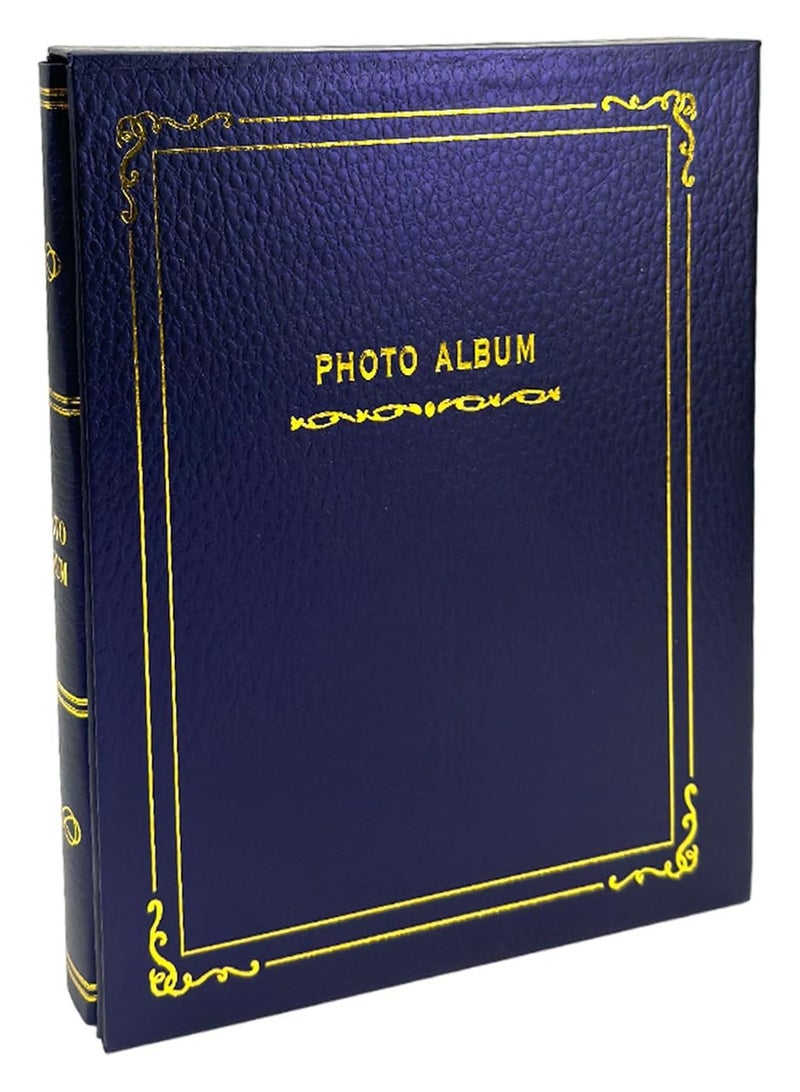 Decorhills Decorhills Photo Album Scrapbook with Slip in Cover, Premium Photo Organizer for Family, Weddings, Travel, and Special Memories, 8 Slots x 50 Pages, 400 Photo Slots, Photo Size 4x6 Inch - Blue - Image 1