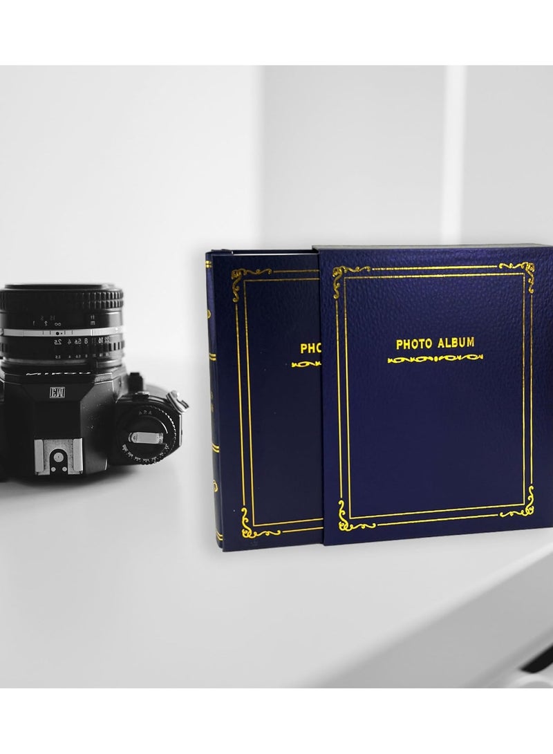 Decorhills Decorhills Photo Album Scrapbook with Slip in Cover, Premium Photo Organizer for Family, Weddings, Travel, and Special Memories, 8 Slots x 50 Pages, 400 Photo Slots, Photo Size 4x6 Inch - Blue - Image 3
