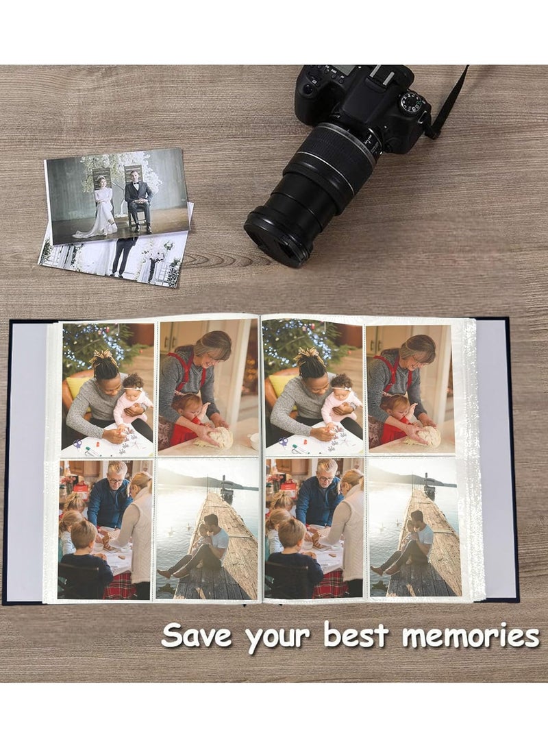 Decorhills Decorhills Photo Album Scrapbook with Slip in Cover, Premium Photo Organizer for Family, Weddings, Travel, and Special Memories, 8 Slots x 50 Pages, 400 Photo Slots, Photo Size 4x6 Inch - Blue - Image 5