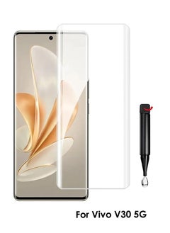 Vivo V30 5G Screen Protector – UV Liquid Glue Full Screen Edge to Edge Tempered Glass Screen Protector, High Transparency, Delicate Touch, Anti-Explosion, Smooth Arc Edges.