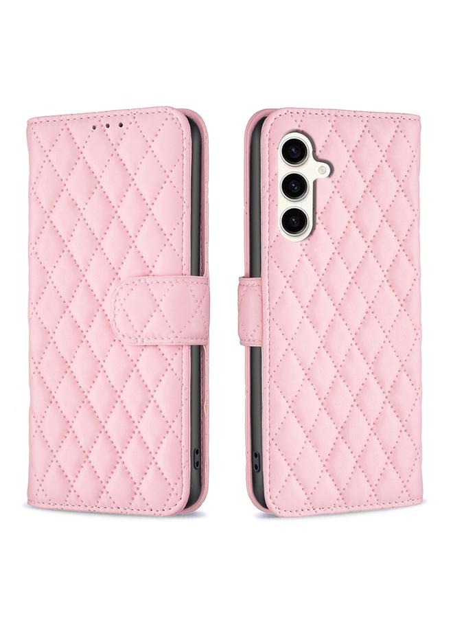 اس-توب جراب لهاتف Samsung Galaxy S24 FE 5G، جراب هاتف من الجلد بتصميم شبكي ماسي قابل للطي - Image 1