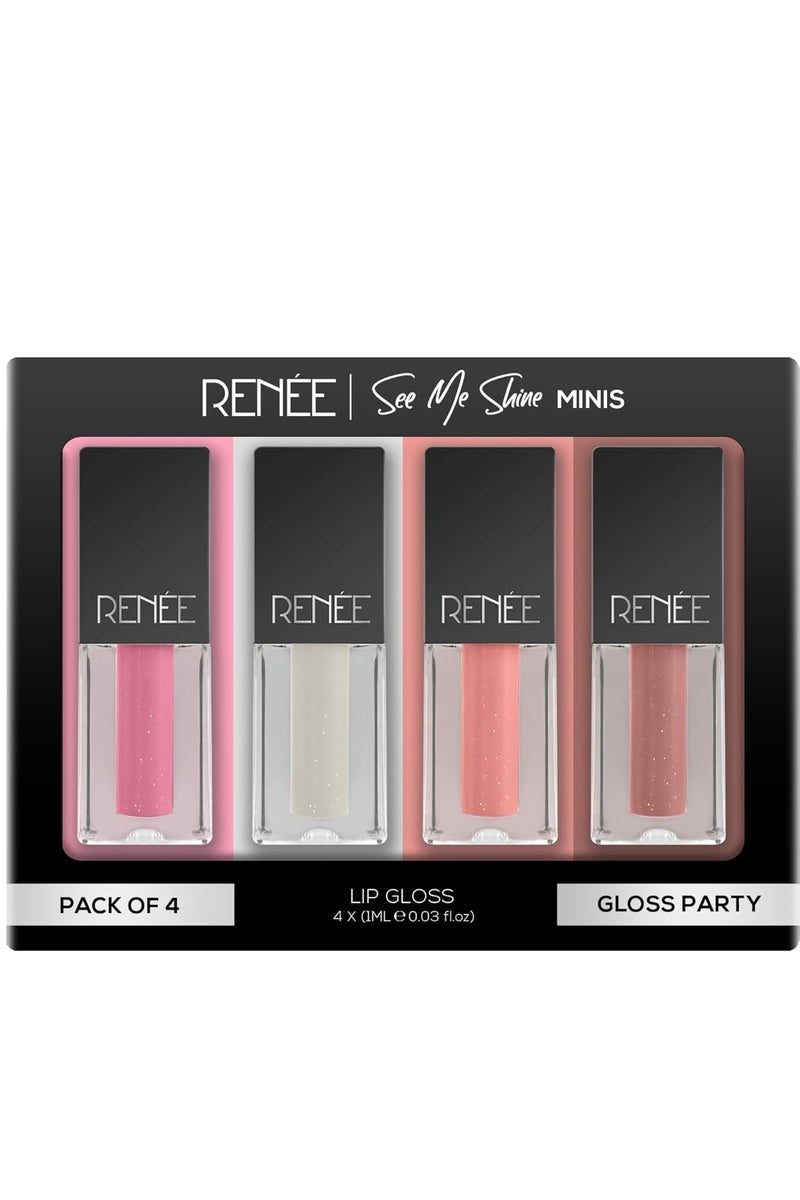 RENEE See Me Shine Minis Gloss Party Lip Gloss Combo 1ml Each  Non Sticky and Non Drying Formula Long Lasting Moisturizing Effect Compact and Easy to Carry - Image 1