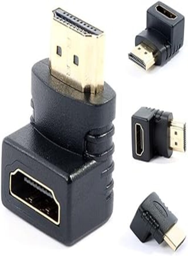 Keendex kx1746 gold plated 90 degree hdmi male to female adapter/converter - black