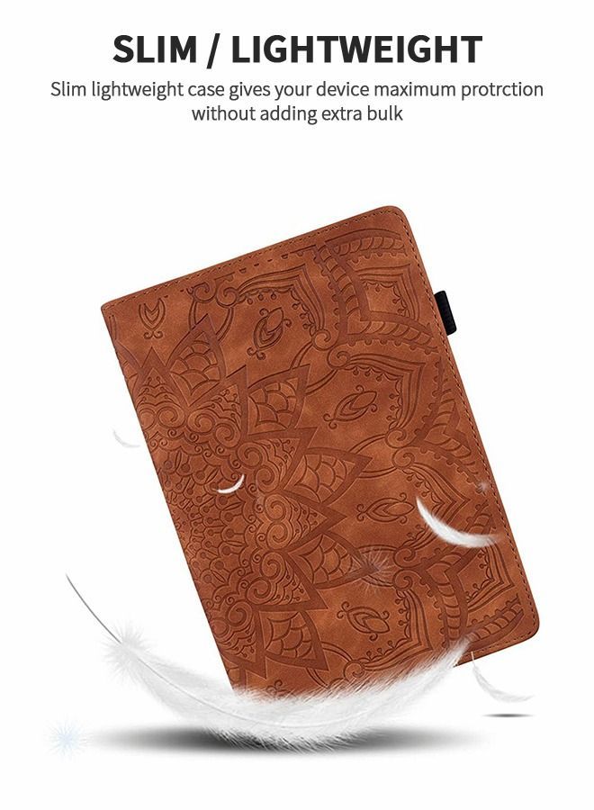 NIBEMINENT Folio Cover for 12.4" Samsung Galaxy Tab S8+/Galaxy S8+, Anti-Slip Stand Embossed Leather Soft Silicone Back with Elastic Strap, Card Slot + Pen Holder, S8 plus Flat Case  - Image 2