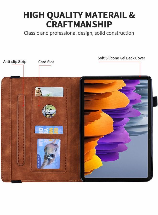 NIBEMINENT Folio Cover for 12.4" Samsung Galaxy Tab S8+/Galaxy S8+, Anti-Slip Stand Embossed Leather Soft Silicone Back with Elastic Strap, Card Slot + Pen Holder, S8 plus Flat Case  - Image 3