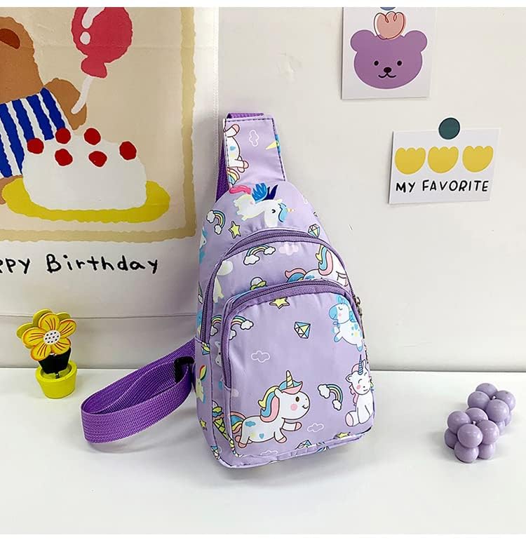 Hiflyer Kids Crossbody Bag - Small Nylon Sling Bag for Travel, Cartoon Design (Purple) - Image 5