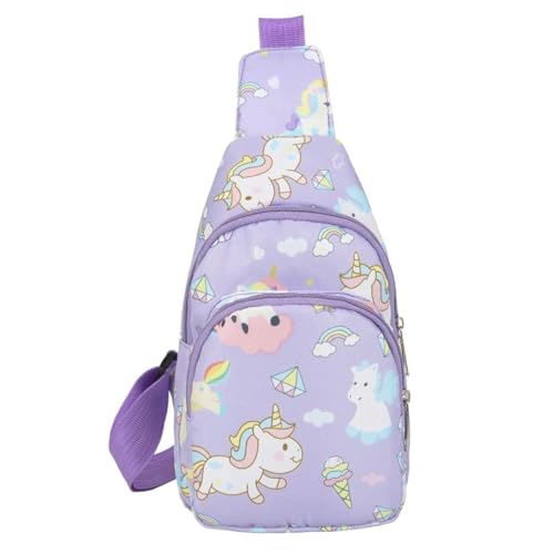 Hiflyer Kids Crossbody Bag - Small Nylon Sling Bag for Travel, Cartoon Design (Purple) - Image 1