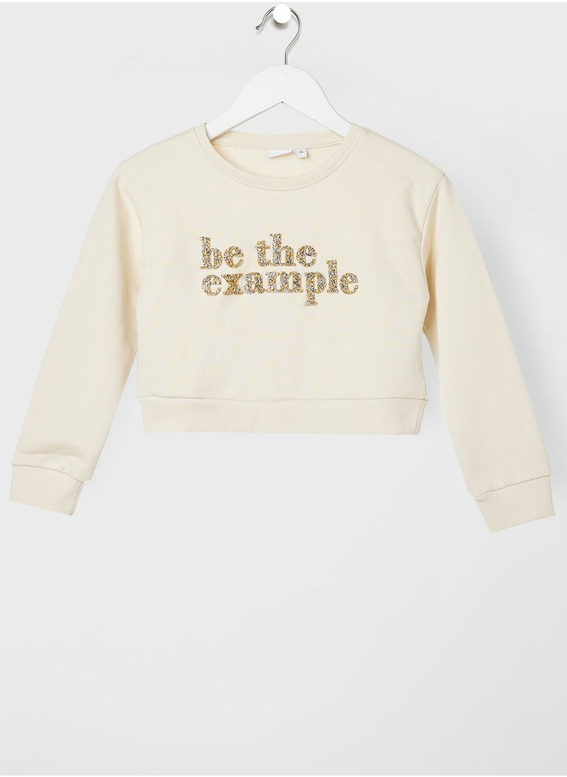 NAME IT - Kids Glitter Cropped Sweatshirt - Image 1