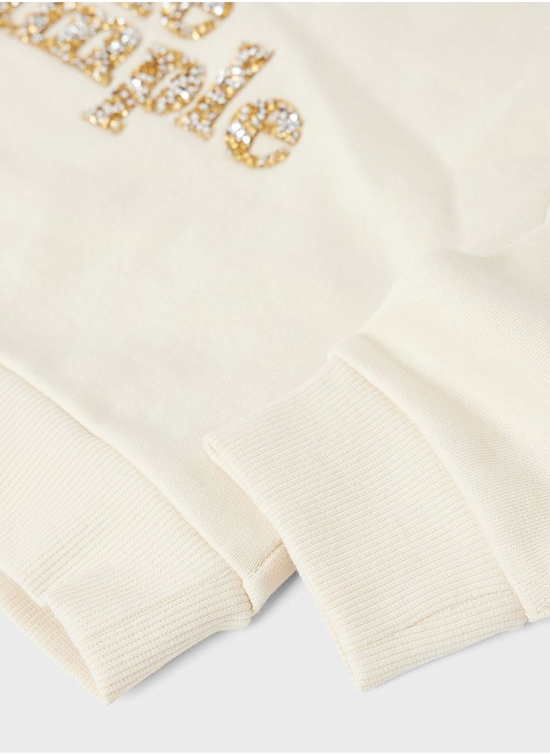 NAME IT - Kids Glitter Cropped Sweatshirt - Image 1
