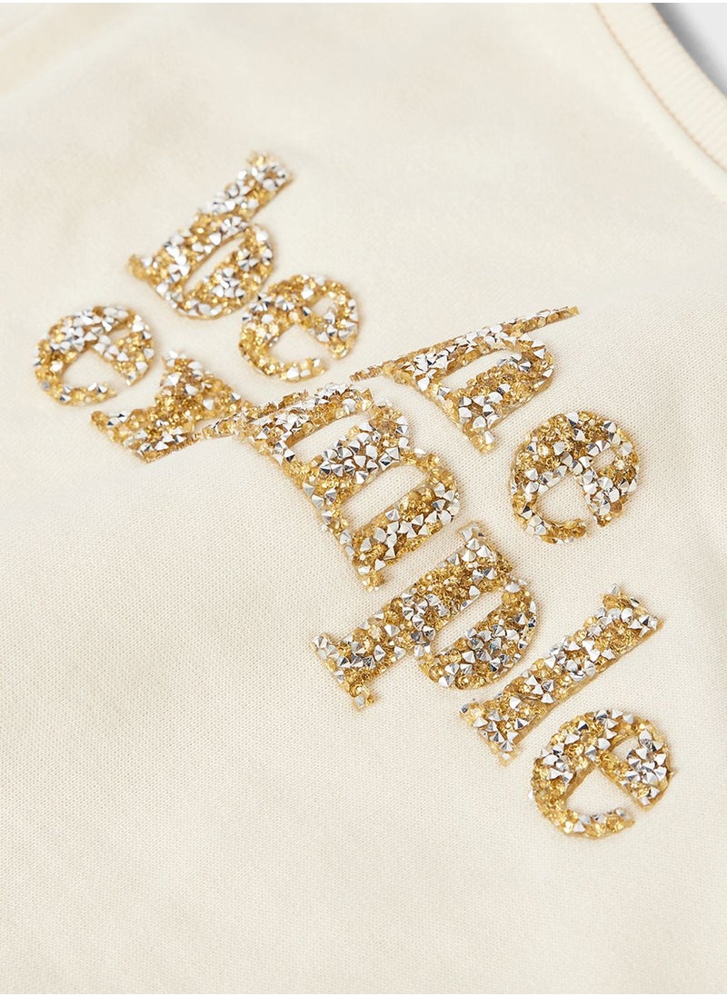 NAME IT - Kids Glitter Cropped Sweatshirt - Image 1