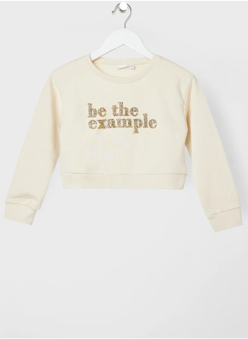 NAME IT Kids Glitter Cropped Sweatshirt