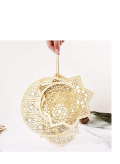 YQbest Pack of 6 pcs golden acrylic Stand Sign Islam Eid al adha Mubarak Ramadan Moon & Star DIY Art Craft Table Ornament Home Desktop Decoration Gold  - Image 2