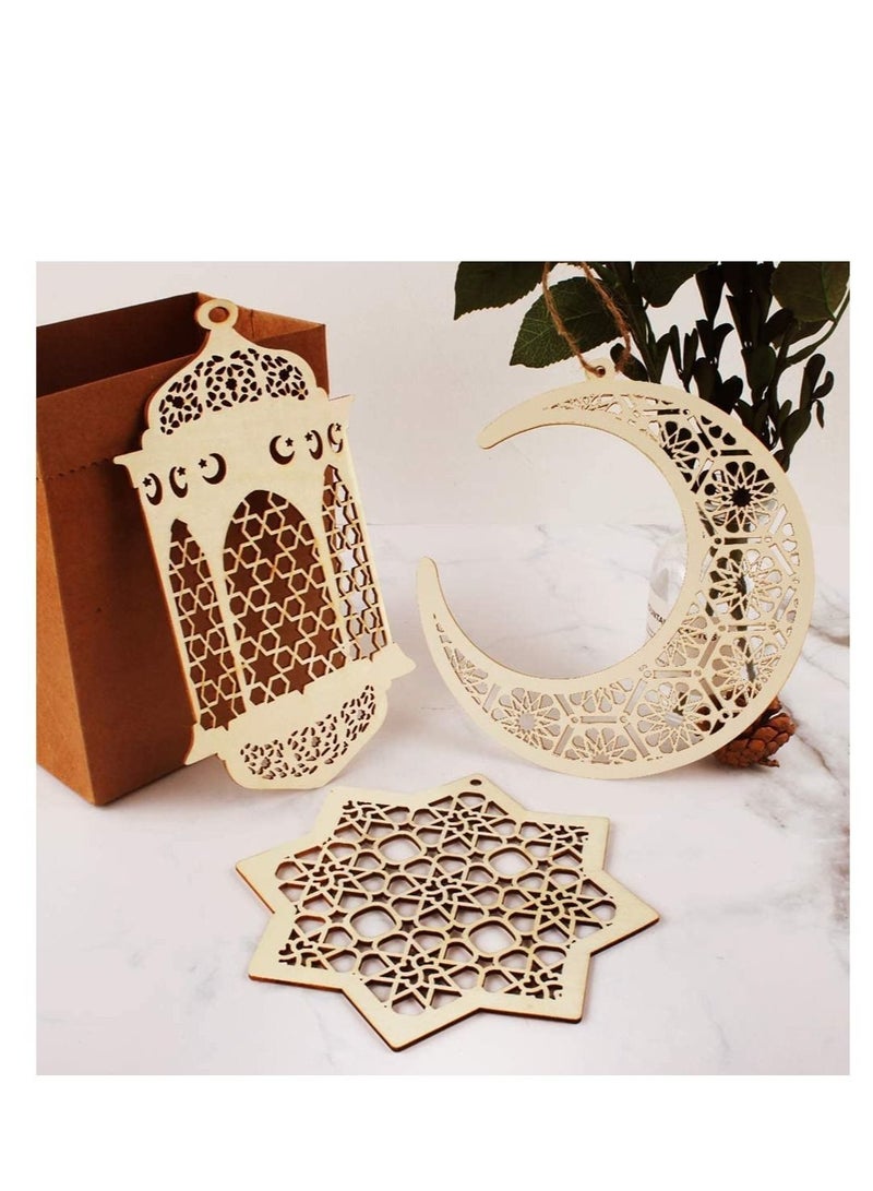 YQbest Pack of 6 pcs golden acrylic Stand Sign Islam Eid al adha Mubarak Ramadan Moon & Star DIY Art Craft Table Ornament Home Desktop Decoration Gold - Image 3