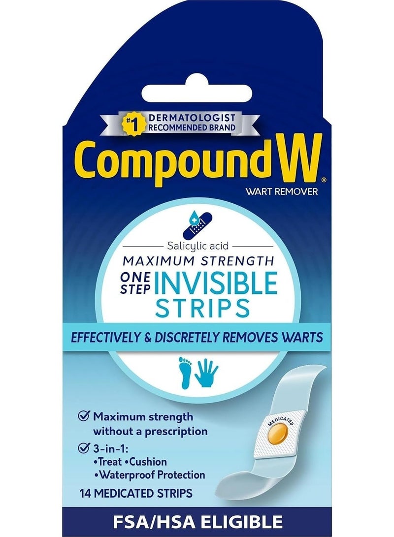 Compound W One Step Invisible Wart Remover Strips, 40% Salicylic Acid, Waterproof, 14 Count - Image 3
