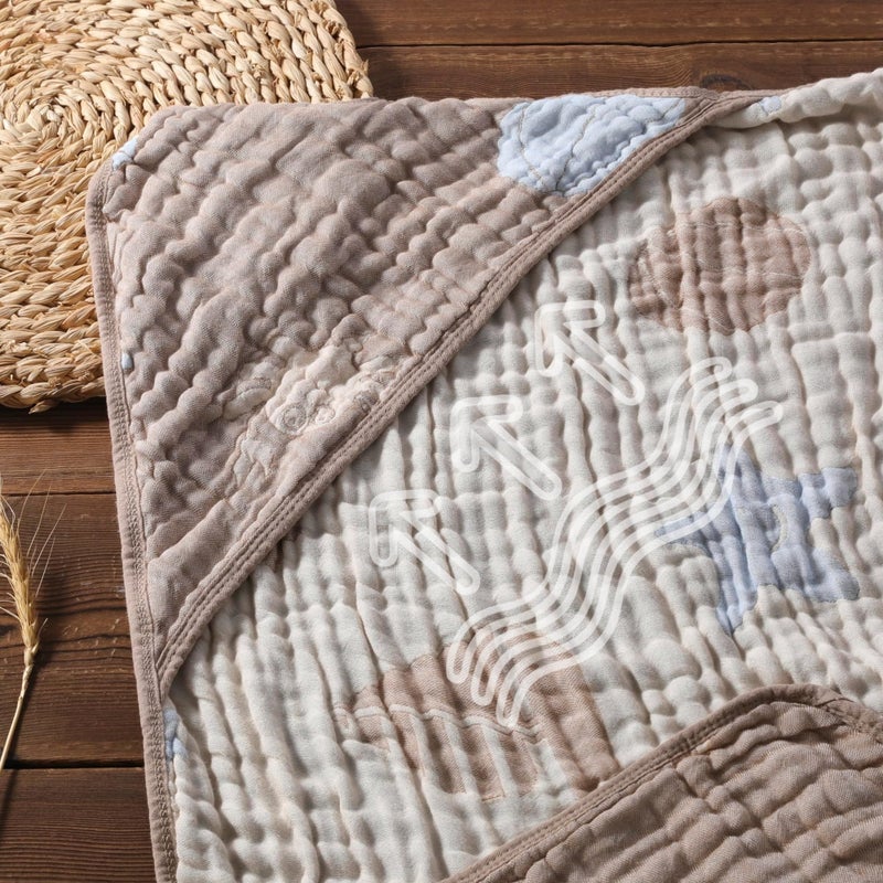 Hardnok Ultra-Soft Muslin Baby Hooded Towel - 32 X 32 Inches  Ideal For Bath & Beach  Suitable For Both Boys & Girls From Newborns To Toddlers(Ocean Coffee - Image 5