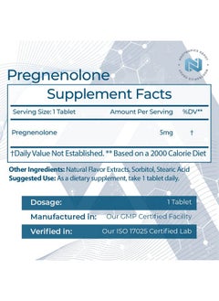 Nootropics Depot Pregnenolone Quick Dissolve Tablets ; 5Mg ; Micronized ; Mood Cognition & Hormone Support ; 120 Count  - Image 3
