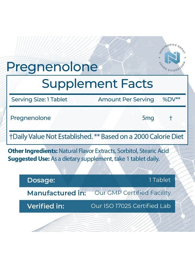 Pregnenolone Quick Dissolve Tablets ; 5Mg ; Micronized ; Mood Cognition & Hormone Support ; 120 Count