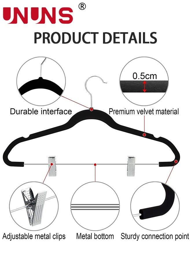 UNUNS Pants Hangers Space Saving Velvet,20 Pcs Non-slip Velvet Hangers With Clips,360 Degree Swivel Hook,Ultra Thin Space Saving Design Metal Rack Hanger For Trouser Coats Jackets,Black  - Image 4