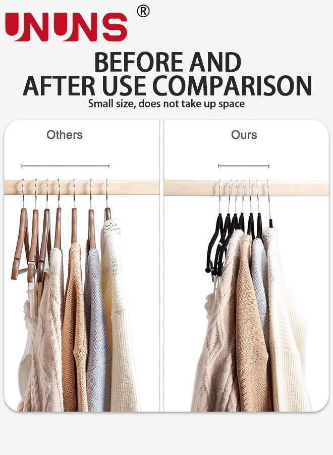 UNUNS Pants Hangers Space Saving Velvet,20 Pcs Non-slip Velvet Hangers With Clips,360 Degree Swivel Hook,Ultra Thin Space Saving Design Metal Rack Hanger For Trouser Coats Jackets,Black  - Image 2