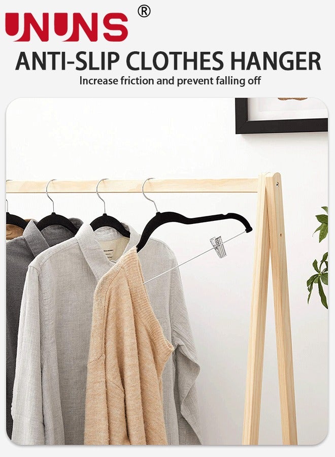 UNUNS Pants Hangers Space Saving Velvet,20 Pcs Non-slip Velvet Hangers With Clips,360 Degree Swivel Hook,Ultra Thin Space Saving Design Metal Rack Hanger For Trouser Coats Jackets,Black  - Image 5