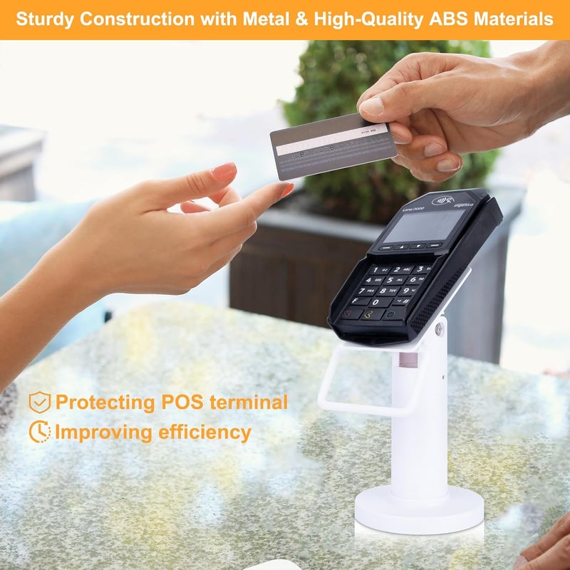 CRIZISTON Metal Square POS Terminal Stand for Ingenico Lane/3000/3600/7000/8000, Tilt & Swivel Stand, White - Image 4