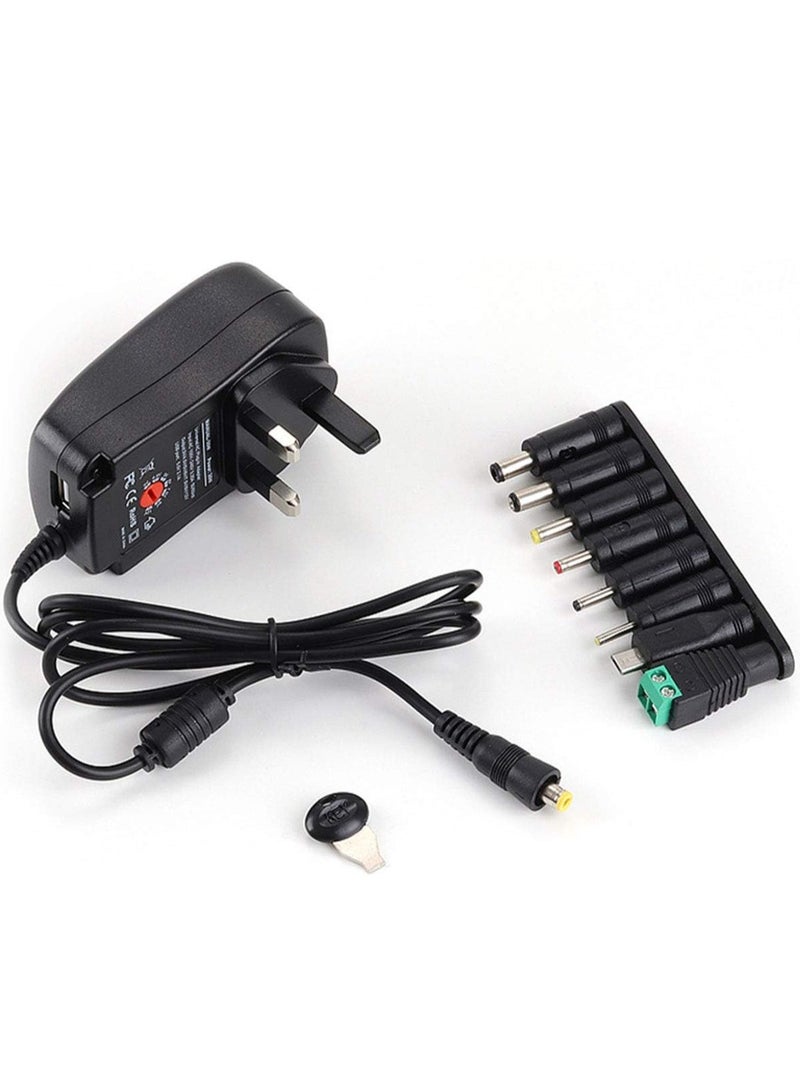 أم جي زي محول طاقة عالمي 30 وات، شاحن مزود طاقة تبديل تيار متردد/مستمر 3 فولت، 4.5 فولت، 5 فولت، 6 فولت، 7.5 فولت، 9 فولت، 12 فولت، 2 أمبير، مزود بـ 8 مقابس محولة لأجهزة إلكترونية منزلية 3 فولت، 4.5 فولت، 5 فولت، 6 فولت، 7.5 فولت، 9 فولت، 12 فولت، وشرائط إضاءة LED، ومكبرات الصوت، وصناديق التلفزيون، والمزيد من الأجهزة - Image 1