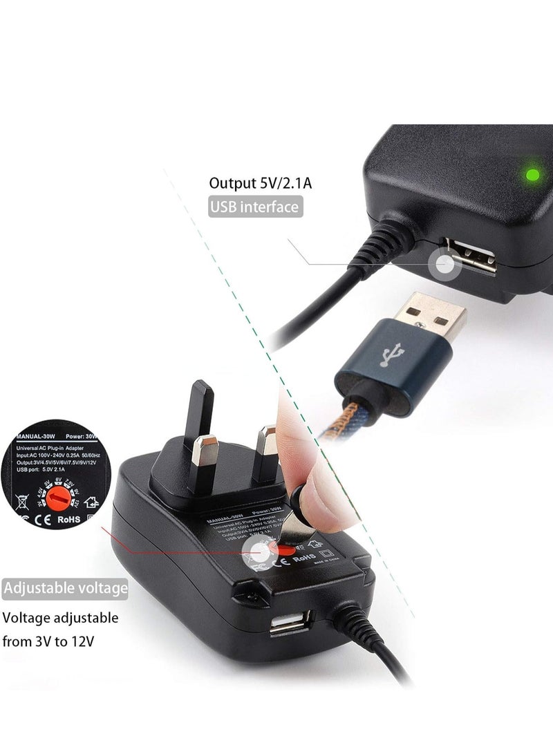 أم جي زي محول طاقة عالمي 30 وات، شاحن مزود طاقة تبديل تيار متردد/مستمر 3 فولت، 4.5 فولت، 5 فولت، 6 فولت، 7.5 فولت، 9 فولت، 12 فولت، 2 أمبير، مزود بـ 8 مقابس محولة لأجهزة إلكترونية منزلية 3 فولت، 4.5 فولت، 5 فولت، 6 فولت، 7.5 فولت، 9 فولت، 12 فولت، وشرائط إضاءة LED، ومكبرات الصوت، وصناديق التلفزيون، والمزيد من الأجهزة - Image 4