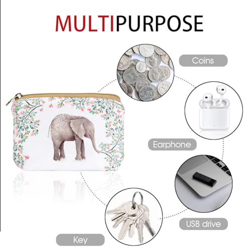 ARRIZO Women and Girls Cute Fashion Coin Purse Wallet Bag Change Pouch Key Holder (Forest Elephant) - Image 3